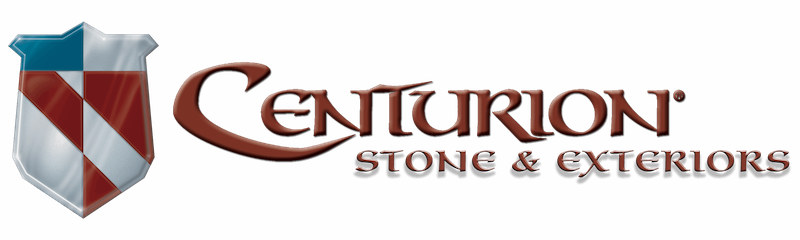 centurion stone and exteriors logo red white and blue